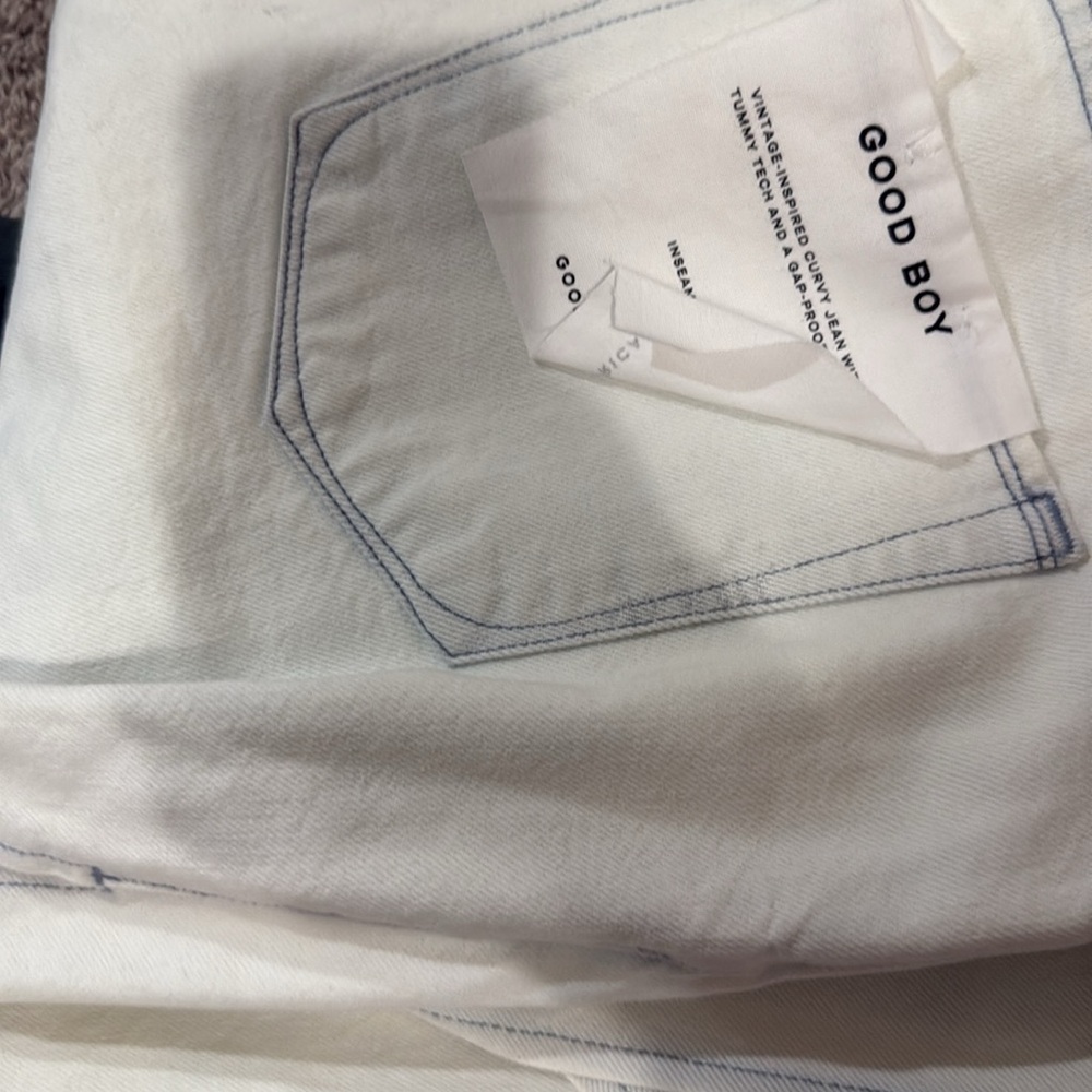 NWT Good American Blue Good Boy Straight Jeans Equestrian Side Slit - Picture 6 of 6